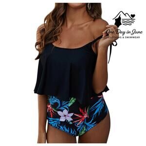 Xuanfel High Waist Floral Flonce Bikini Swimsuit Size XL